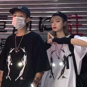 情侣短袖男t恤宽松休闲圆领ins港风潮牌简约百搭半袖体恤夏季上衣