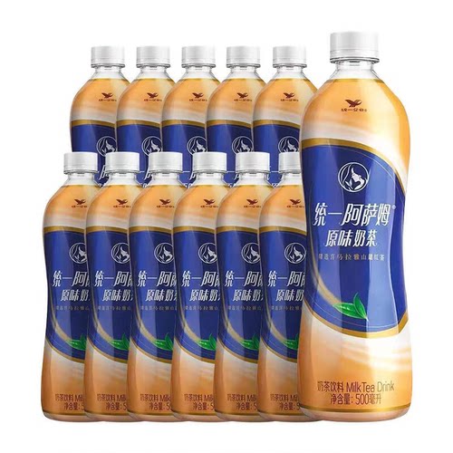 统一阿萨姆奶茶原味500ml*12瓶家庭分享奶香醇厚经典好喝不腻