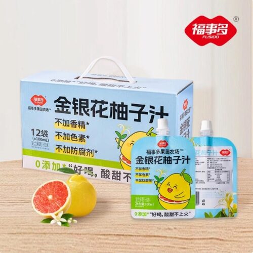 福事多金银花柚子汁100ml*12袋柚子风味果味饮品饮料夏日解渴shm