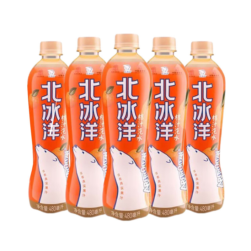 北冰洋桔汁汽水480ml瓶装果味饮料实惠装清爽解腻橙味气泡水-CS