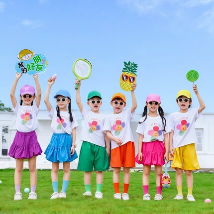 夏日童趣风儿童演出服幼儿园毕业照运动会啦啦队表演服套装