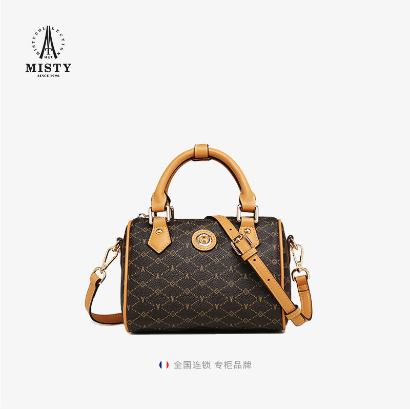 [商场同款]MISTY米堤2023单肩斜挎手提枕头包妈妈波士顿包老花包