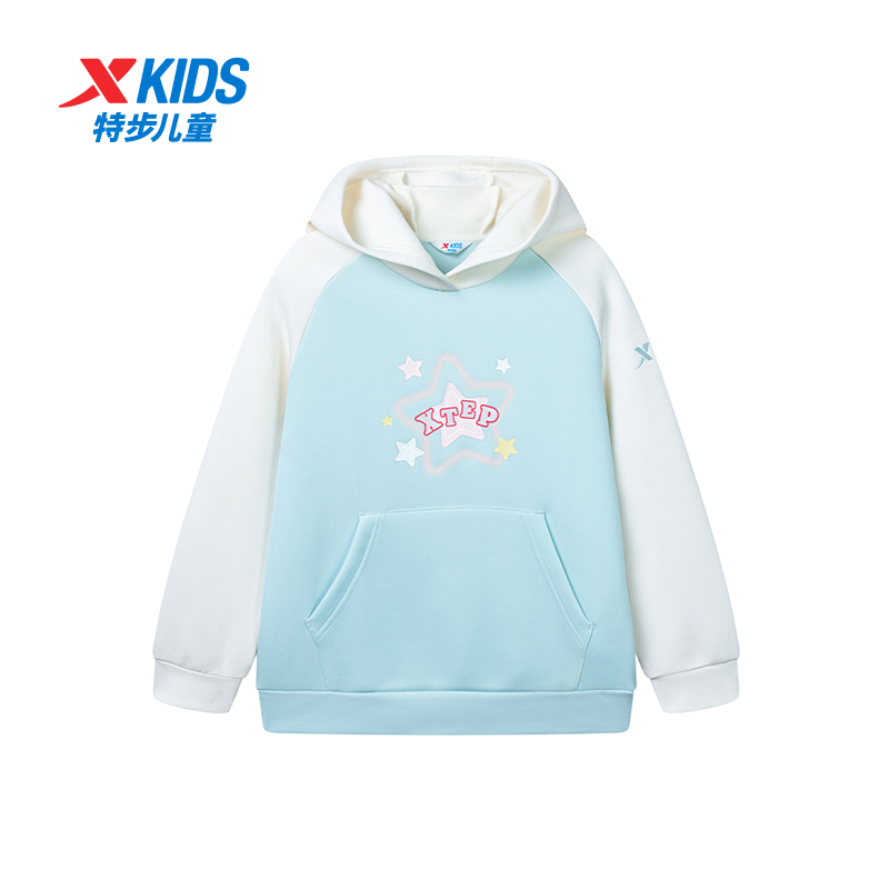 【商场同款】特步童装女童卫衣秋冬款儿童上衣休闲中大童运动卫衣
