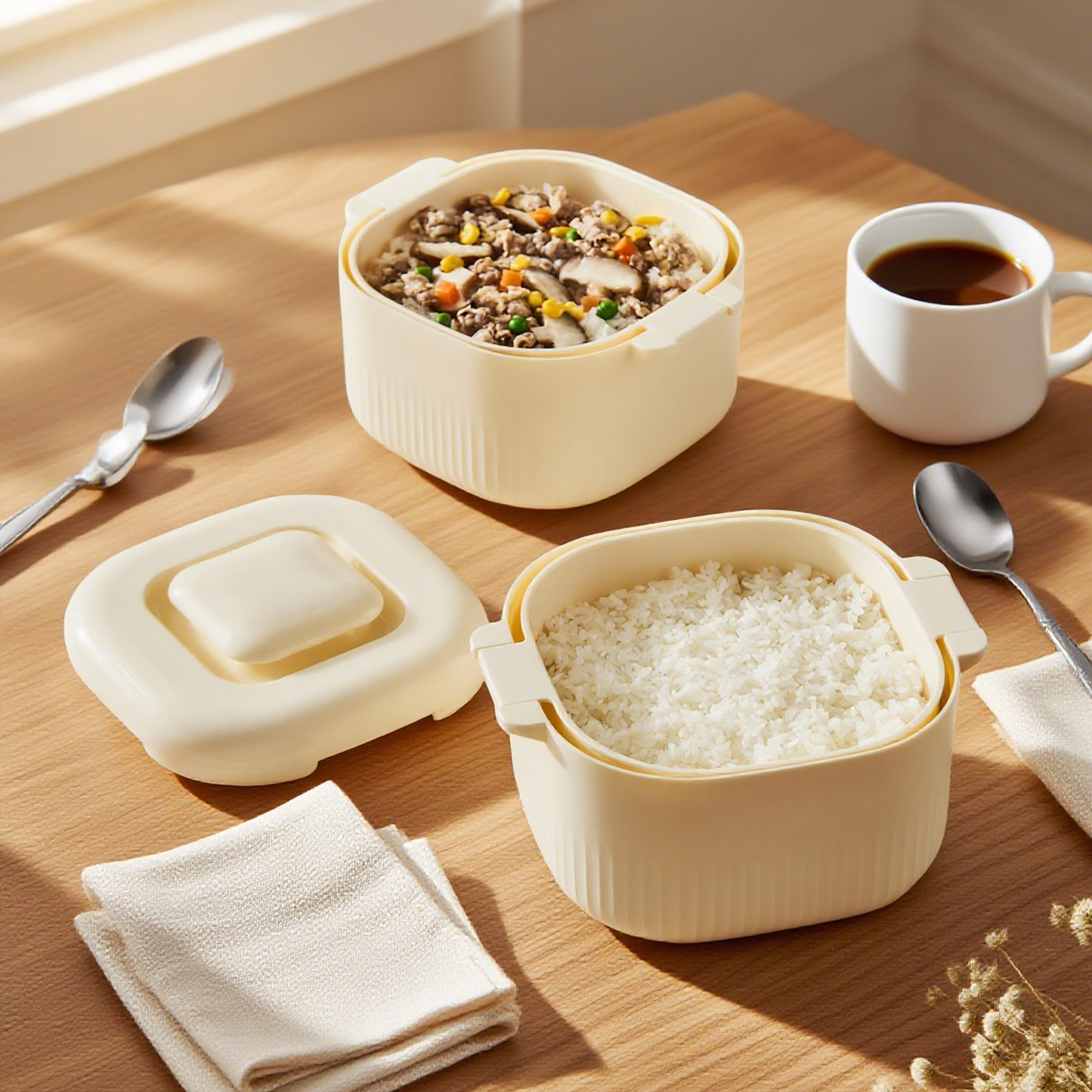 日本蒸饭煲微波炉专用烹饪盒食品级蒸锅神器饭盒加热容器蒸屉饭煲