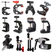 手机相机金属云台组合 摄影支架 万向怪手魔术手臂 C型夹