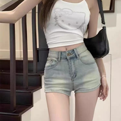 法式百搭拼接牛仔短裤女2025夏季