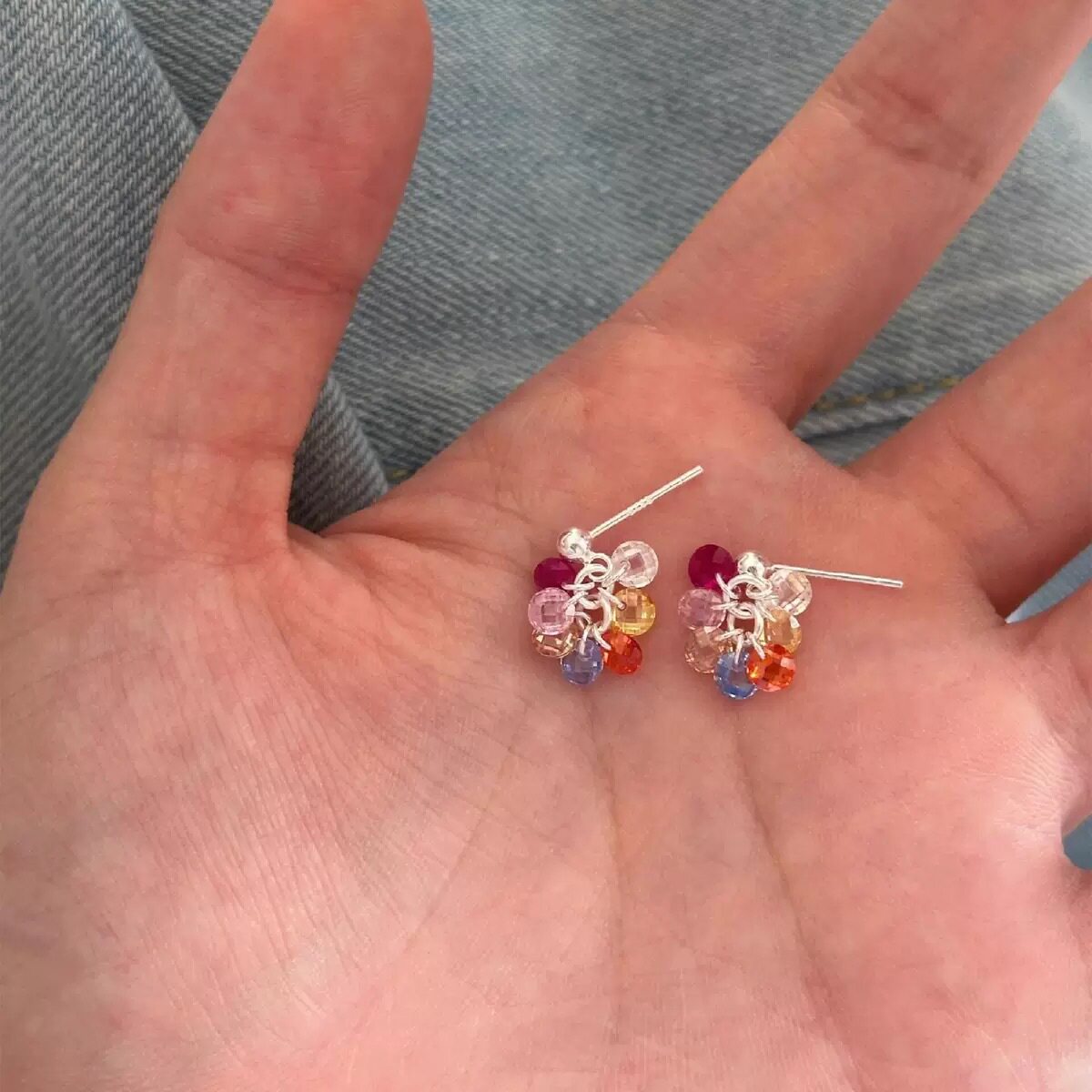 HANXIN S999足银纯银多巴胺耳钉女新款小众设计耳坠耳环耳饰