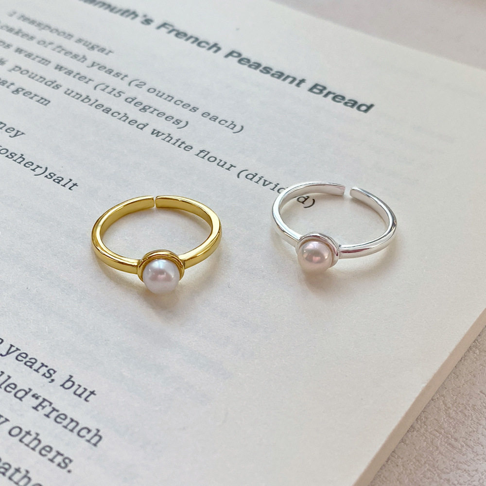 HANXIN S925纯银气质小众设计淡水珍珠戒指女轻奢ins风韩版简约