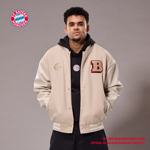 拜仁俱乐部官方米色棒球服外套