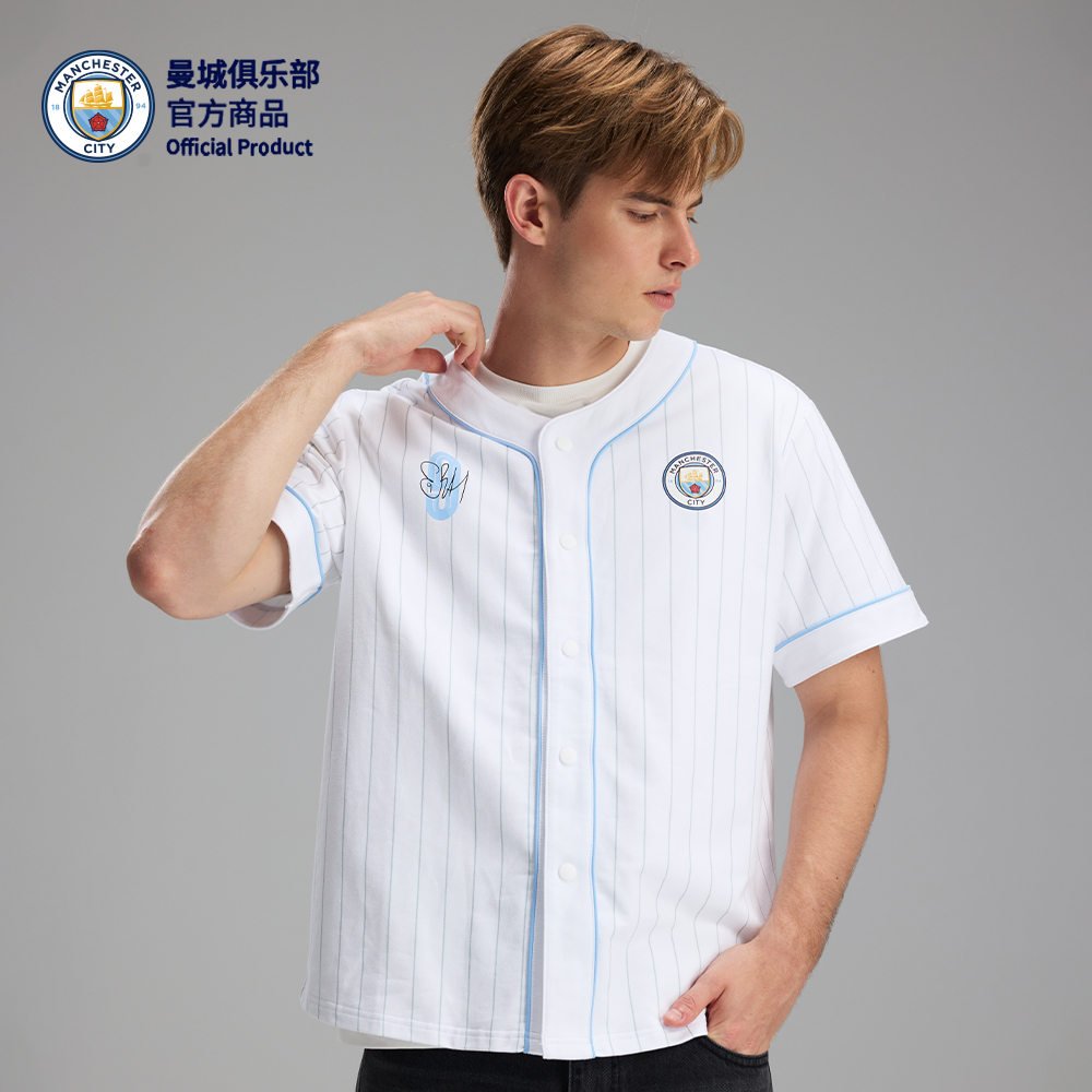 曼城官方休闲运动棒球开衫短袖