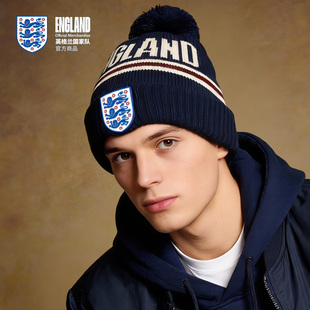 【官方正版】英格兰国家队 | 字母毛线帽蓝白色秋冬复古针织帽