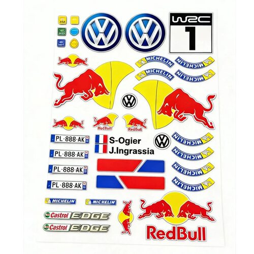 美嘉欣RC模型车10303/10304红牛1/10大众polo贴纸 轮胎贴水晶转印
