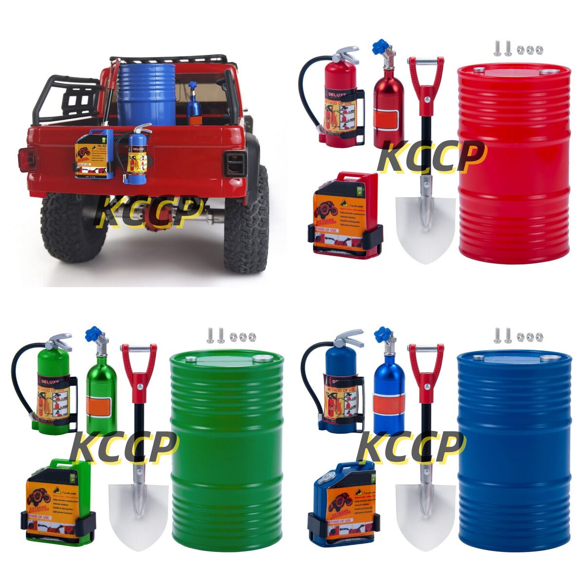 1/8/10仿真攀爬车心情装饰灭火器铁铲油桶 油箱 氮气瓶TRX4 易控