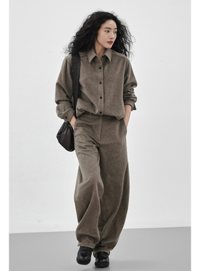 Oase张点 天然无染色100%纯牦牛绒极简衬衫外套/拉腿裤