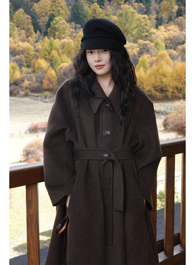 Oase张点 天然无染色100%纯牦牛绒法式羊角袖廓形大衣外套