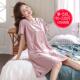 全棉家居服 可爱睡裙女过膝卡通宽松大码 棉质睡衣夏短袖 韩版
