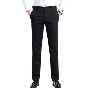 男士纯棉休闲裤夏季薄款宽松型微弹中青年商务百搭绅士直筒长裤子