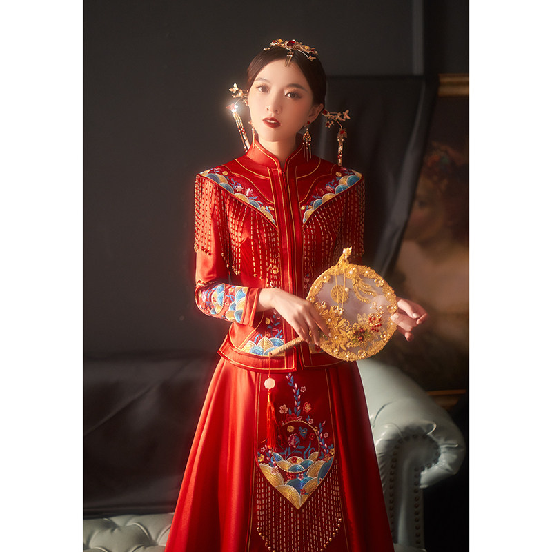 秀禾服2020新款结婚礼服中式嫁衣新娘装修身古装婚纱秀和服女夏季