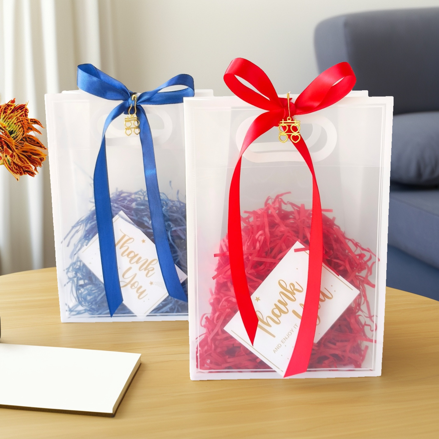 高级透明伴手礼袋结婚伴娘手提礼物盒婚礼创意喜糖袋塑料礼品袋空