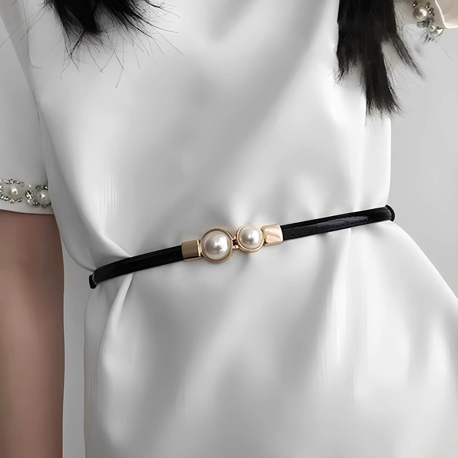气质百搭细腰带珍珠显瘦细腰封女士新款装饰西装连衣裙收腰带潮流