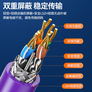 七IBP类屏蔽网线TCA7万兆氧铜家用高速网双络8芯工程100/30无5米