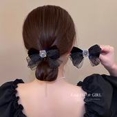 2025新款 蝴蝶结头饰发夹丝绒法式 高级感刘海夹质感欧根纱韩国ins