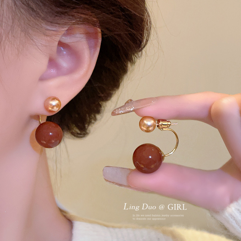 美拉德咖色复古撞色圆球耳环女秋冬小众设计两戴耳坠轻奢气质耳饰,饰品/流行首饰/时尚饰品新,耳环,淘宝优惠券,粉丝福利购,淘宝优惠卷