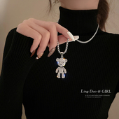 潮酷嘻哈小熊长款 项链女2025年新款 秋冬小众设计卫衣链毛衣链女