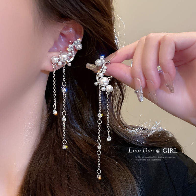 珍珠流苏耳骨夹无耳洞女款耳环小众设计感高级耳饰气质百搭耳饰,饰品/流行首饰/时尚饰品新,耳夹,淘宝优惠券,粉丝福利购,淘宝优惠卷
