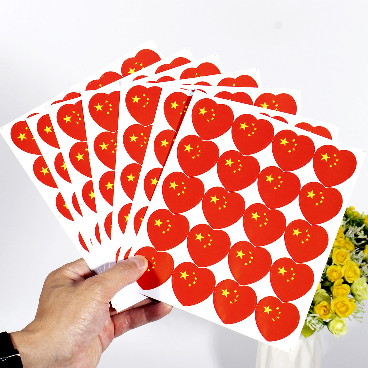 国旗贴纸脸贴爱心红旗贴脸粘贴装饰心形儿童运动会贴脸上贴画