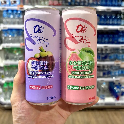 ole超市精品红心芭乐果汁气泡饮料 山竹果汁气泡饮料330ml包邮