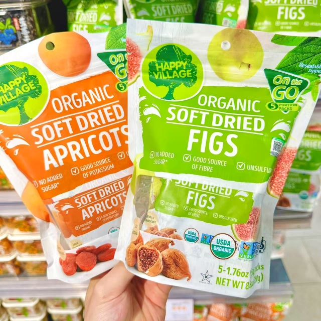 ole精品超市HappyVillage Organic欢乐村有机无花果干 有机杏干
