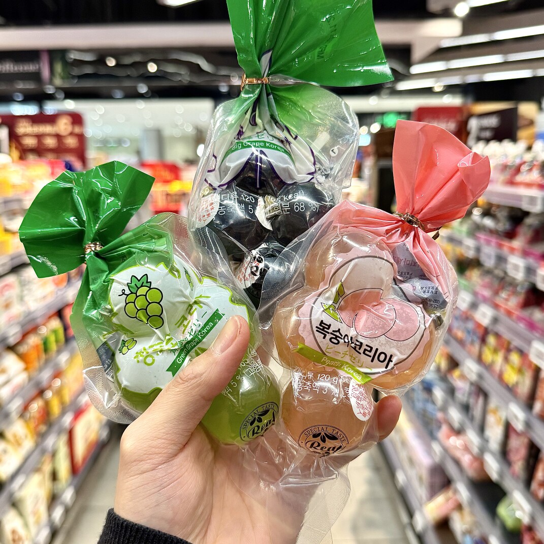 ole精品超市代购莉迩巨峰葡萄味果冻青葡萄味果冻桃子味果冻120g