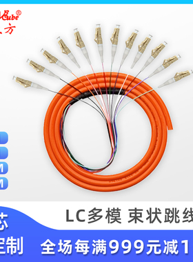 电信级SC/FC/ST/LC单模多模光纤跳线尾纤1.5米12芯束状尾纤ODF单元体熔接尾纤 多模（SC）束状尾纤
