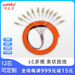 LC单模多模光纤跳线尾纤1.5米12芯束状尾纤ODF单元 体熔接尾纤 多模 束状尾纤 电信级SC