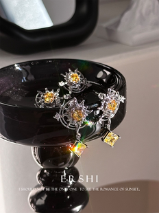 ERSHI尔时|狮子座 原创设计感太阳皇冠星座耳钉闺蜜生日礼物耳环