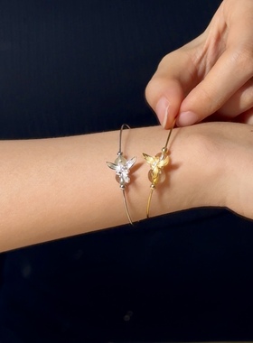 ERSHI尔时｜汀兰 原创设计兰花金发晶葡萄石s925银弹力手镯可调节