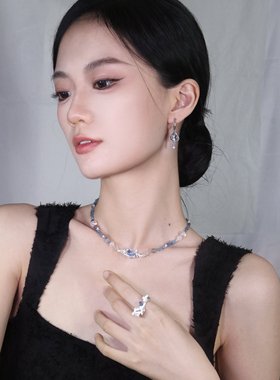 ERSHI尔时｜潮汐 原创设计海洋s925纯银海蓝宝可拆卸项链锁骨链