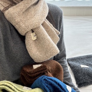 含羊毛~新款软糯egg纯色围巾仿羊绒围脖冬季保暖气质针织百搭