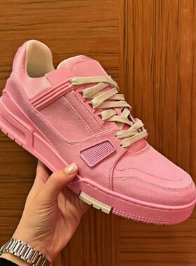 cocy维多娜粉色帆布运动休闲鞋2025新款复古系带板鞋女款夏季