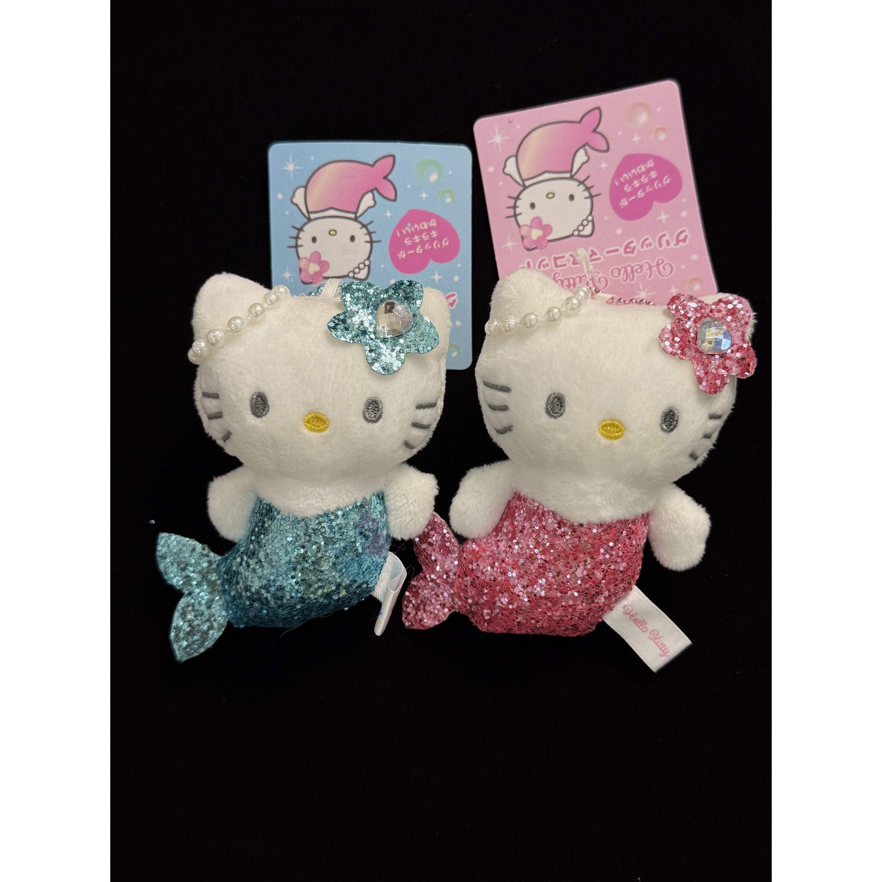 亮闪闪亮片鱼尾美人鱼helloKitty包包挂件可爱毛绒玩具挂饰