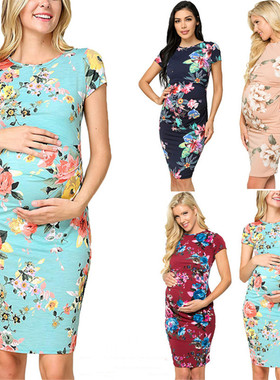 Summer large size pregnant woman Printed women dress孕妇裙女