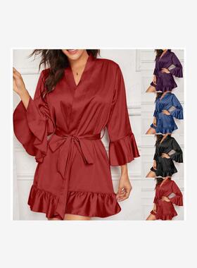 spring and summer sexy nightgown home pajamas女睡衣睡袍