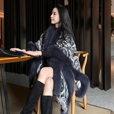 拼接长款仿狐狸毛皮草洋气百搭