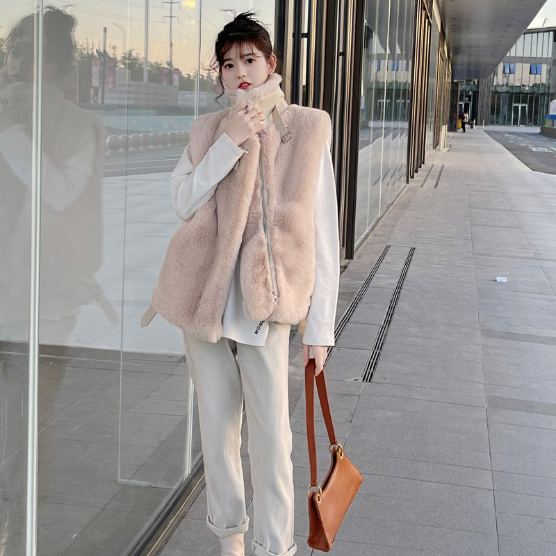 羊羔毛皮草马甲外穿韩版背心新款