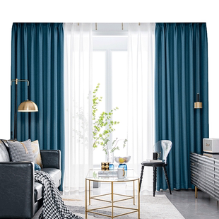 窗帘成品2024新款客厅简约现代卧室小窗短帘全遮光飘窗布料落地窗