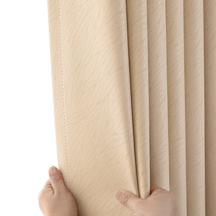 窗帘遮光卧室ins风2024新款隔音隔热防晒挂钩式定制全遮阳布柯桥