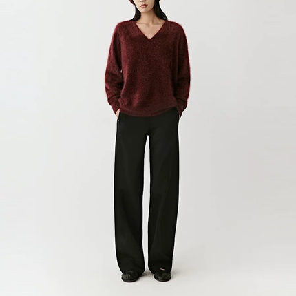 专柜正品ICICLE之禾女装新年系列25冬新款羊绒拉绒V领套头针织衫