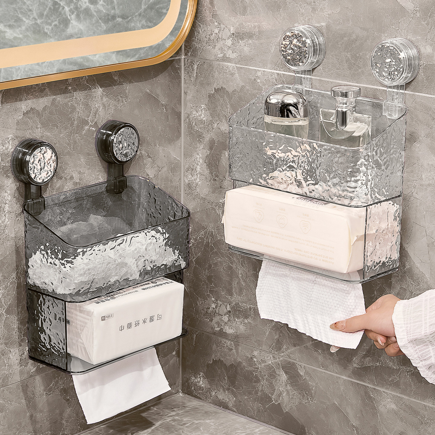 【爆！】水波纹吸盘纸巾盒