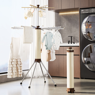 折叠晾衣架落地阳台室内家用多功能小型简易伸缩晾衣杆晒被子神器